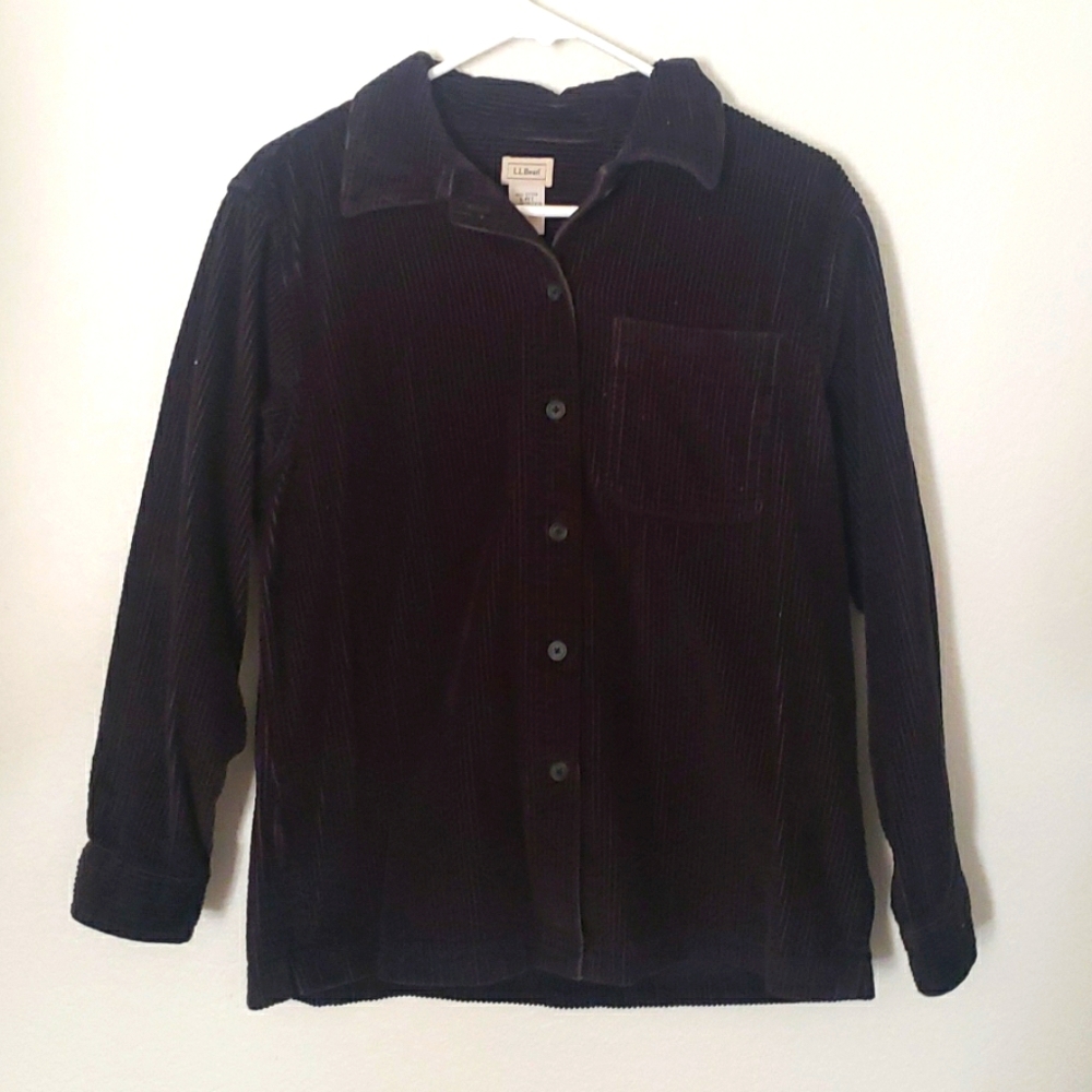 L.L. Bean BLACK Corduroy Long Sleeve B…